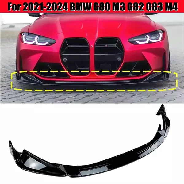 Front Spoiler Lip Gloss Black ABE Fits BMW G80 G81 G82 Bumper - Front Spoiler Lip Gloss Black ABE Fits BMW G80 G81 G82 Bumper -