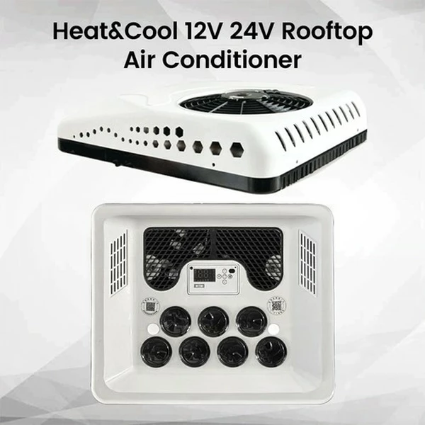 12V/24V RV Air Conditioner Rooftop AC Unit Heat & Cool For Motorhome Caravan Van